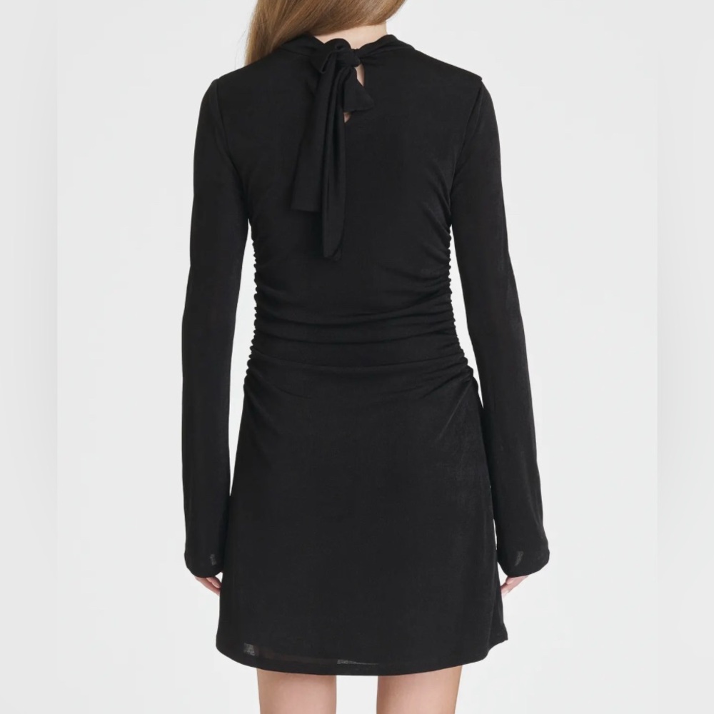 WAYF Vivi Tie Back Long Sleeve Black Minidress XS - Picture 2 of 6